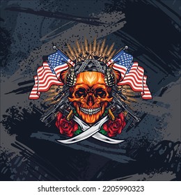 Diseño de mascota de vectores de Skulls con miedo 