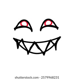 scary smile expression design with red eyes on white background