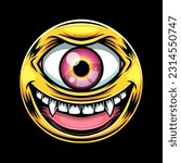 Scary smiley mascot vector illustration