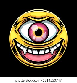 Scary smiley mascot vector illustration