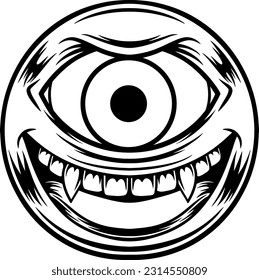 Scary smiley mascot vector illustration
