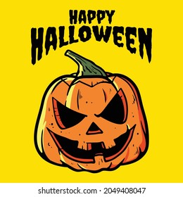 Scary Smiling Halloween Pumpkin Vector