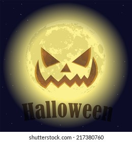 Scary smiling moon. Halloween background.