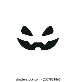 Scary smiling pumpkin face isolated on white background