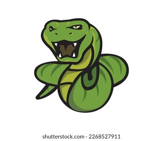 Scary Snake with Green Color Illustration