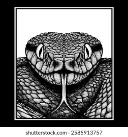 Scary snake head black hand drawn serpent illustration t-shirt design