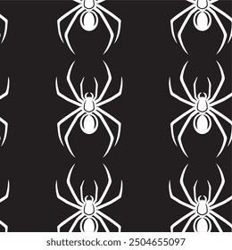 scary spider black widow on spider web seamless pattern in black background halloween horror insects bugs vector for prints in high quality silhouette