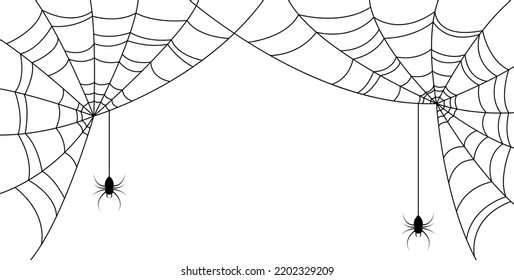 Scary spider web background. Halloween spider web isolated on white background