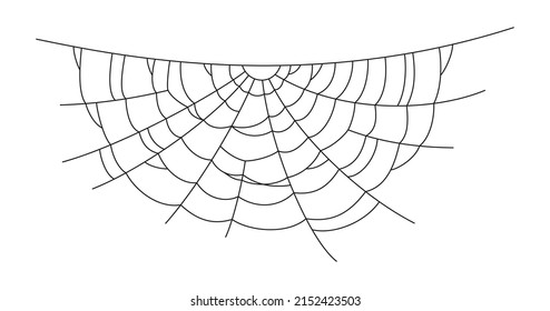 Scary Spider Web. Black Cobweb Silhouette Isolated On White Background. Doodle Spideweb. Hand Drawn Cob Web For Halloween Party. Vector Illustration.