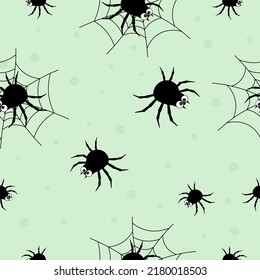 Scary spider web as a Halloween symbol
with a spider in the center, seamless pattern. Vector illustration