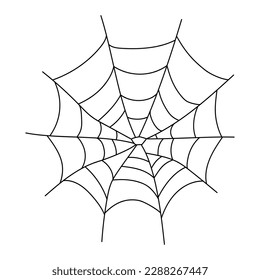 Scary spider web isolated. Spooky Halloween decoration. Outline cobweb vector illustration. Decoration element for your design