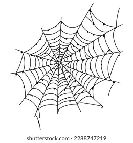 Scary spider web isolated. Spooky Halloween decoration. Outline cobweb vector illustration. Decorative element for your design