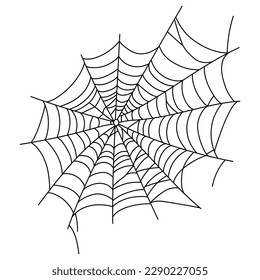 Scary spider web isolated. Spooky Halloween decoration. Outline cobweb vector illustration. Decorative element for your design