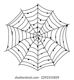 Scary spider web isolated. Spooky Halloween decoration. Outline cobweb vector illustration. Decorative element for your design