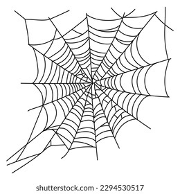 Scary spider web isolated. Spooky Halloween decoration. Outline cobweb vector illustration. Decorative element for your design