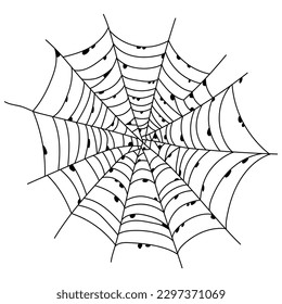 Scary spider web isolated. Spooky Halloween decoration. Outline cobweb vector illustration. Decorative element for your design