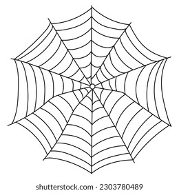 Scary spider web isolated. Spooky Halloween decoration. Outline cobweb vector illustration. Decorative element for your design
