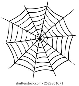 Teia de aranha assustadora isolada Decoração de Halloween assustador Contorno ilustração de teia de aranha
