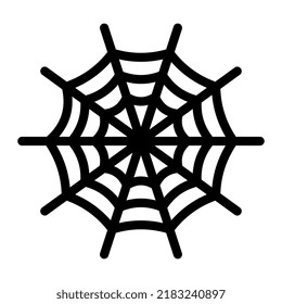 Scary spider web outline icon.Spooky cobweb line sign. Editable stroke. Vector graphics