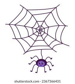 Scary spider web as a symbol of Halloween. Spooky cobweb with spiders.