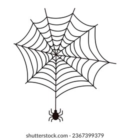 Scary spider web as a symbol of Halloween. Spooky cobweb with spider.