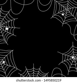 Scary spider web vector illustration. Silhouette and isolated on dark background. Spooky halloween decoration element for your design - Vector