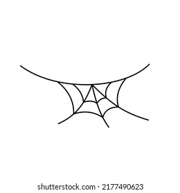 Scary spiderweb. Black cobweb isolated white background. Halloween horror decoration. Spooky fear spiderweb. Simple drawn sketch cobweb. Gossamer cartoon silhouette. Vector illustration