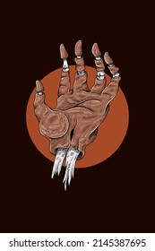 Scary split hands vector illustration