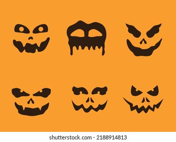 Scary spooky faces of Halloween jack pumpkin