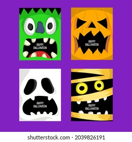 Scary spooky halloween character vector illustration. Cute mascot pumpkin, ghost with scream. Trick or treat, october horror. Used for background, media, symbol, sign, template, card. Isolated.
