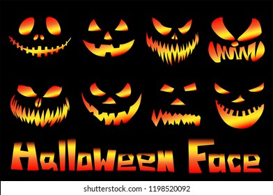 Scary spooky halloween pumpkin faces