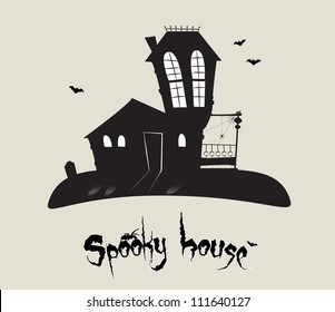 Scary spooky house, Halloween theme in vector