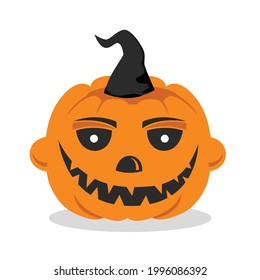 Scary spooky smile pumpkin jack o lantern with creepy tooths. Traditional decoration symbol of halloween holiday celebration. halloween pumpkin decorative icon.