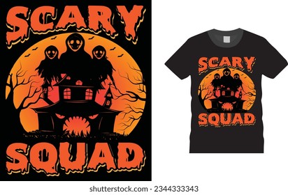 scary squad , Halloween t shirt design,  Unique , Colorful, eye-catching and High-Quality “Halloween T-Shirt design” Halloween t-shirt design template easy to print all-purpose.