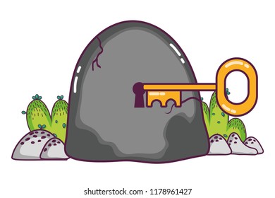 scary stone tablet padlock with key