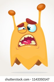 Scary surprised cartoon monster. Vector Halloween orange monster. Big set of cartoon monsters
