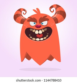 Scary surprised cartoon monster. Vector Halloween red monster. Big set of cartoon monsters