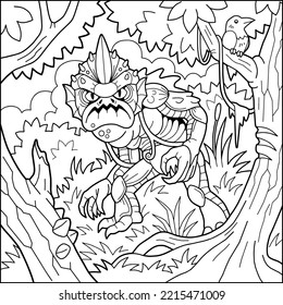 Scary Swamp Monster, Coloring Book, Outline Illustration