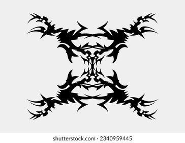 Scary symmetrical sharp black tribal motif