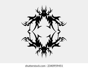 Scary symmetrical sharp black tribal motif