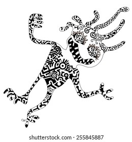 scary tattooed man, stencil, vector EPS 8