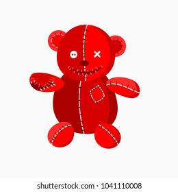 Scary Teddy Bear Vector Illustration