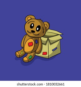 Scary Teddy Bear Vector Illustration. Suitable for logos,  identities, corporate identities, posters, stickers, flyers, packaging product design, t-shirt design, and according to your needs.

