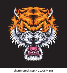 scary tiger face vector illustration