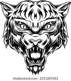 scary tiger face vector illustration