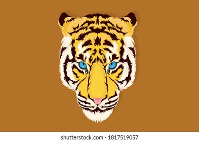 Scary tiger illustrator hand drawn
