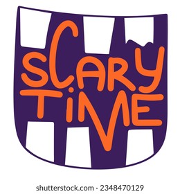 Scary time. Handwriting short Halloween phrase. Calligraphy Halloween text. Vector illustration.