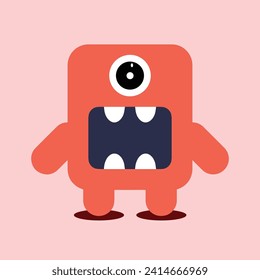 Scary Tomato Monster. flat simple cartoon and mascot style. suitable for symbol logos and shirt designs