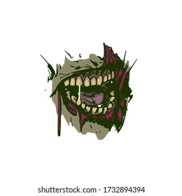 scary toothy jaw of a zombie. Horror mask print illustration