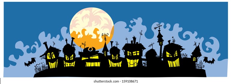 Scary Town Silhouettes.